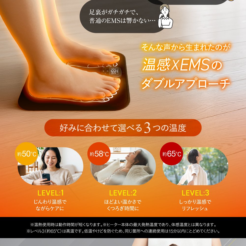 RELX EMS シート フットマット 【日本企業企画】 温熱 足裏 ふくらはぎ リモコン付き 折り畳み式 軽量 筋トレ 6種モード 19段階 ギフト