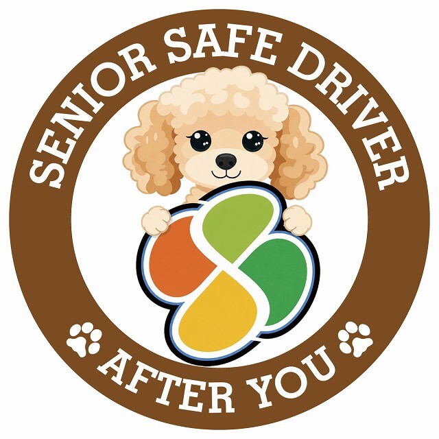 カーサイン 高齢者マーク SENIOR SAFE DRIVER コッカプー ステッカー シール 直径13cm 肉球 日本製 車