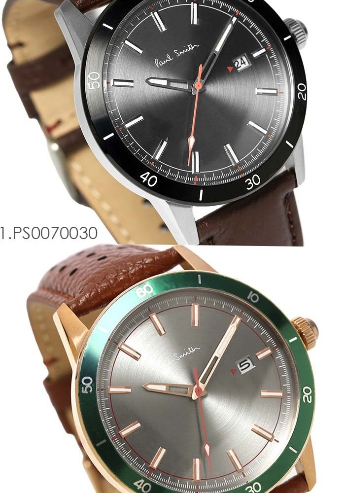 ポールスミス Paul Smith 腕時計 メンズ 革ベルト 43mm レザー クラシック ブランド 人気 ウォッチ ギフト プレゼント グリーン グレー シルバー ブラック ブラウン