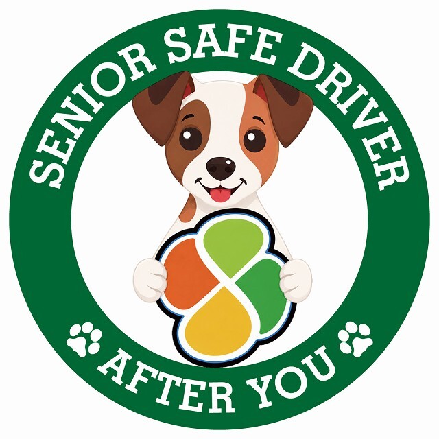 カーサイン 高齢者マーク SENIOR SAFE DRIVER ジャックラッセルテリア ステッカー シール 直径13cm 肉球 日本製 車