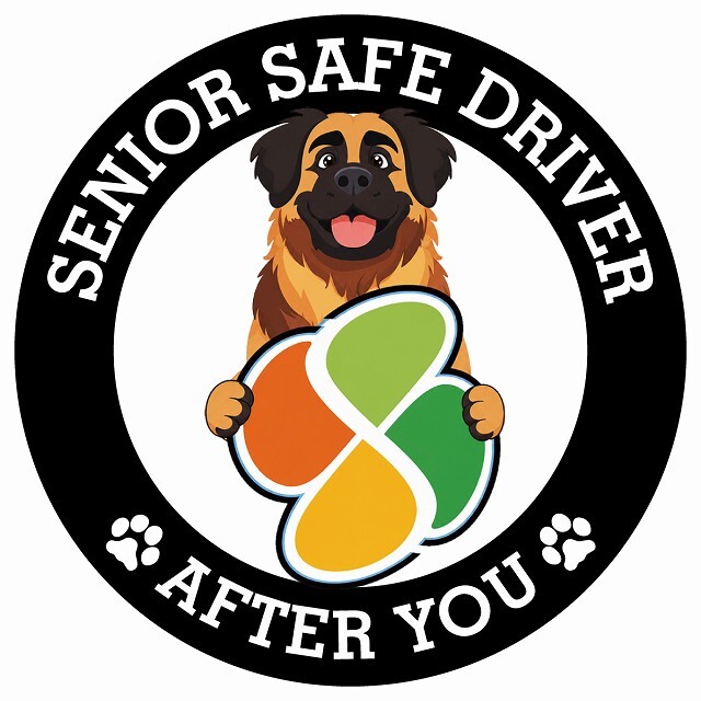カーサイン 高齢者マーク SENIOR SAFE DRIVER レオンベルガー ステッカー シール 直径13cm 肉球 日本製 車
