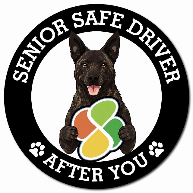 カーサイン 高齢者マーク SENIOR SAFE DRIVER 甲斐犬 マグネット 強力 直径13cm 肉球 日本製 車 ステッカー