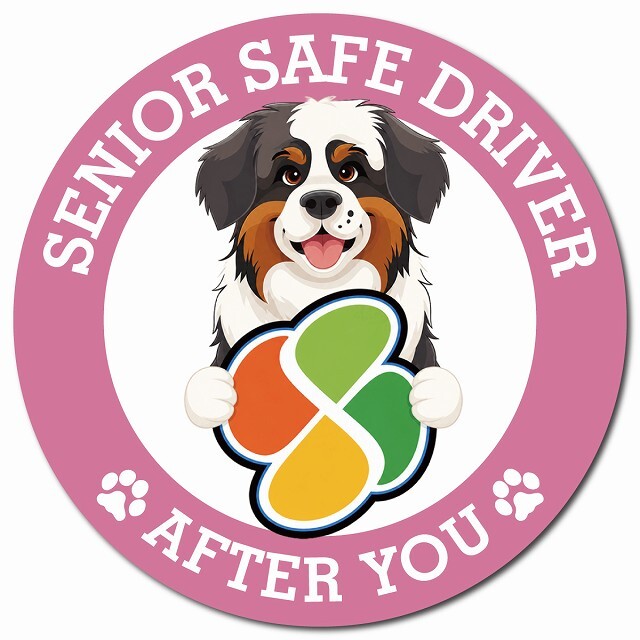 カーサイン 高齢者マーク SENIOR SAFE DRIVER セントバーナード マグネット 強力 直径13cm 肉球 日本製 車 ステッカー