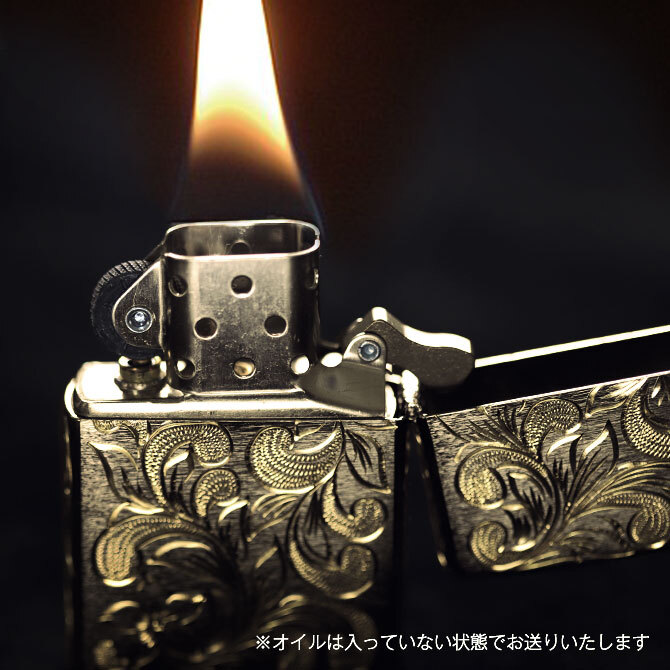 Zippo ライター ジッポライター 愛煙家 喫煙 真鍮 ブラスサテーナ #204 レギュラータイプ スクロール模様 5面手彫り ハワイアンジュエリー ブランド かっこいい おしゃれ BY THE SEA バイザシー 彼氏 夫 男性 メンズ 誕生日 プレゼント ハロウィン 【品番：FL101B】