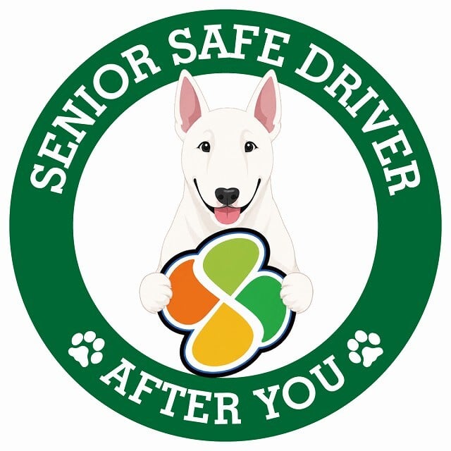 カーサイン 高齢者マーク SENIOR SAFE DRIVER ブルテリア ステッカー シール 直径13cm 肉球 日本製 車
