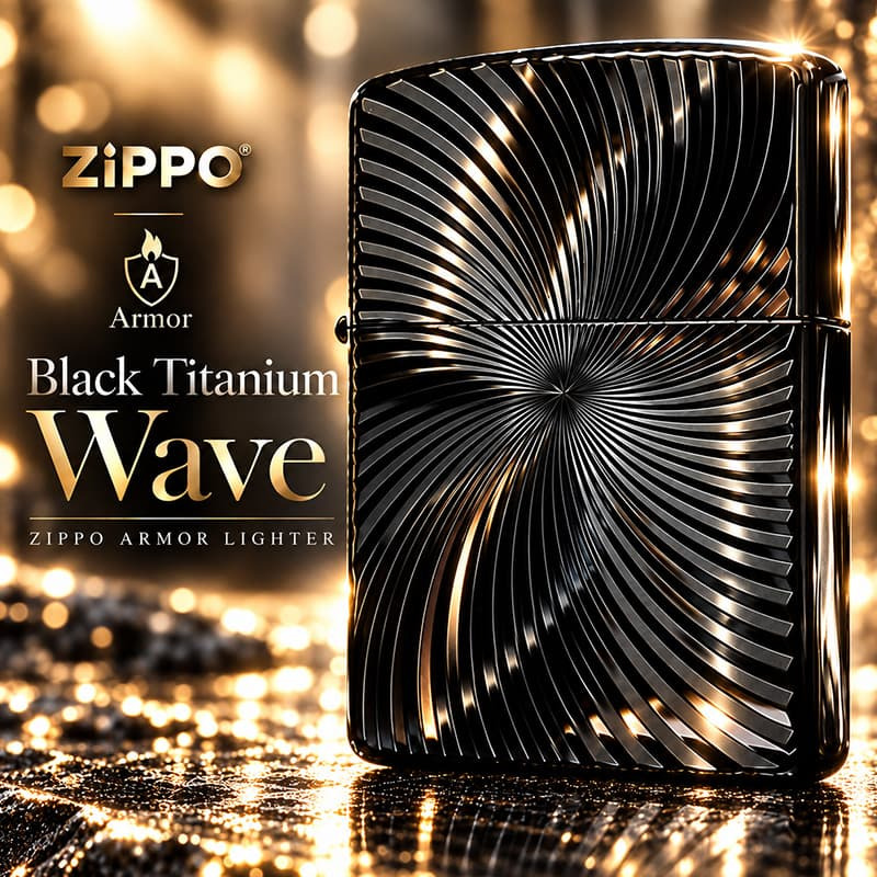 ZIPPO アーマー ブラックチタンウェーブ ジッポ ライター チタン加工 彫刻 両面加工 黒 かっこいい ギフト 重厚 おしゃれ 高級 メンズ プレゼント