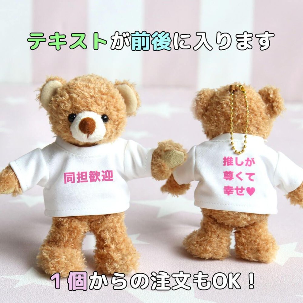 推し活 ぬい キーホルダー 名入れ くま 【ご希望の文字をプリント】 オリジナル メッセージ ぬいぐるみ 推しぬい 女性 男性 オリジナルTシャツ カスタム オーダーメイド ライブ イベント アイドル お揃い 記念 名前入り 可愛い 息子 娘 テディベア 推し活テディベアBR 803070