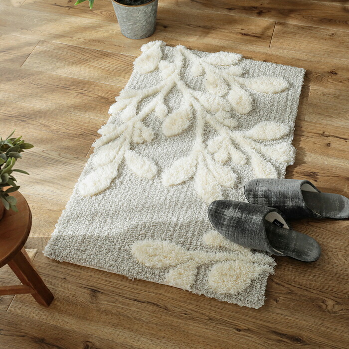ラグ カーペット 45×60cm ガーデン 玄関マット キッチンマット 立体 手洗いOK すべり止め フック 日本製マット 新生活