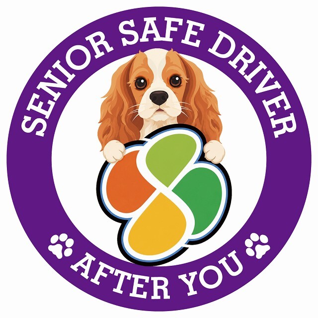 カーサイン 高齢者マーク SENIOR SAFE DRIVER イングリッシュコッカースパニエル ステッカー シール 直径13cm 肉球 日本製 車