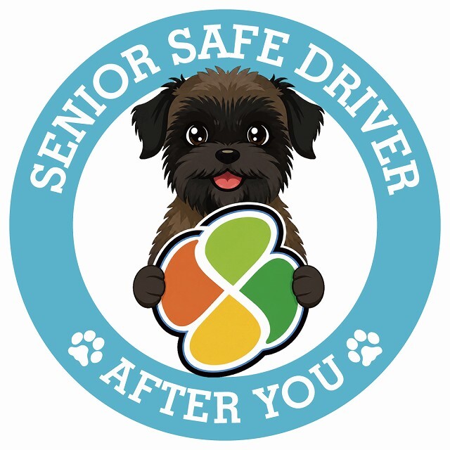 カーサイン 高齢者マーク SENIOR SAFE DRIVER ベルジアングリフォン ステッカー シール 直径13cm 肉球 日本製 車