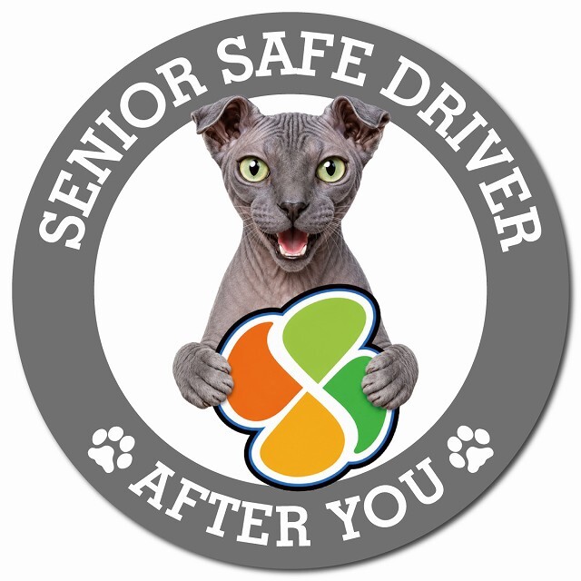 カーサイン 高齢者マーク SENIOR SAFE DRIVER ユークレニアンレフコイ マグネット 強力 直径13cm 肉球 日本製 車 ステッカー