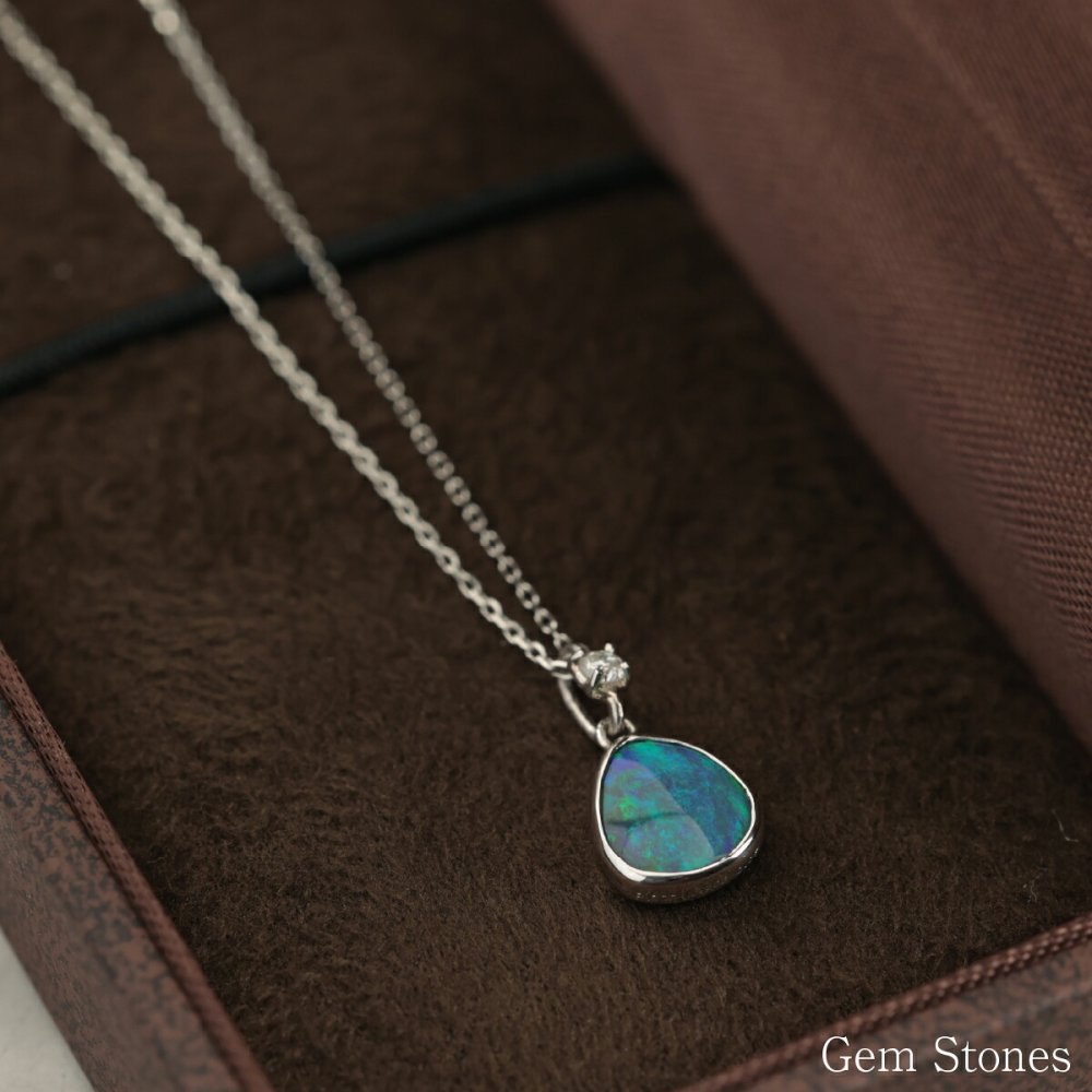 上質 ブラックオパール ネックレス 0.988ct ダイヤモンド プラチナ Pt900 ペンダント シンプル エレガント 上品 レディース 宝石 ダイヤ 一粒 一石 ジュエリー 10月 誕生石 プレゼント