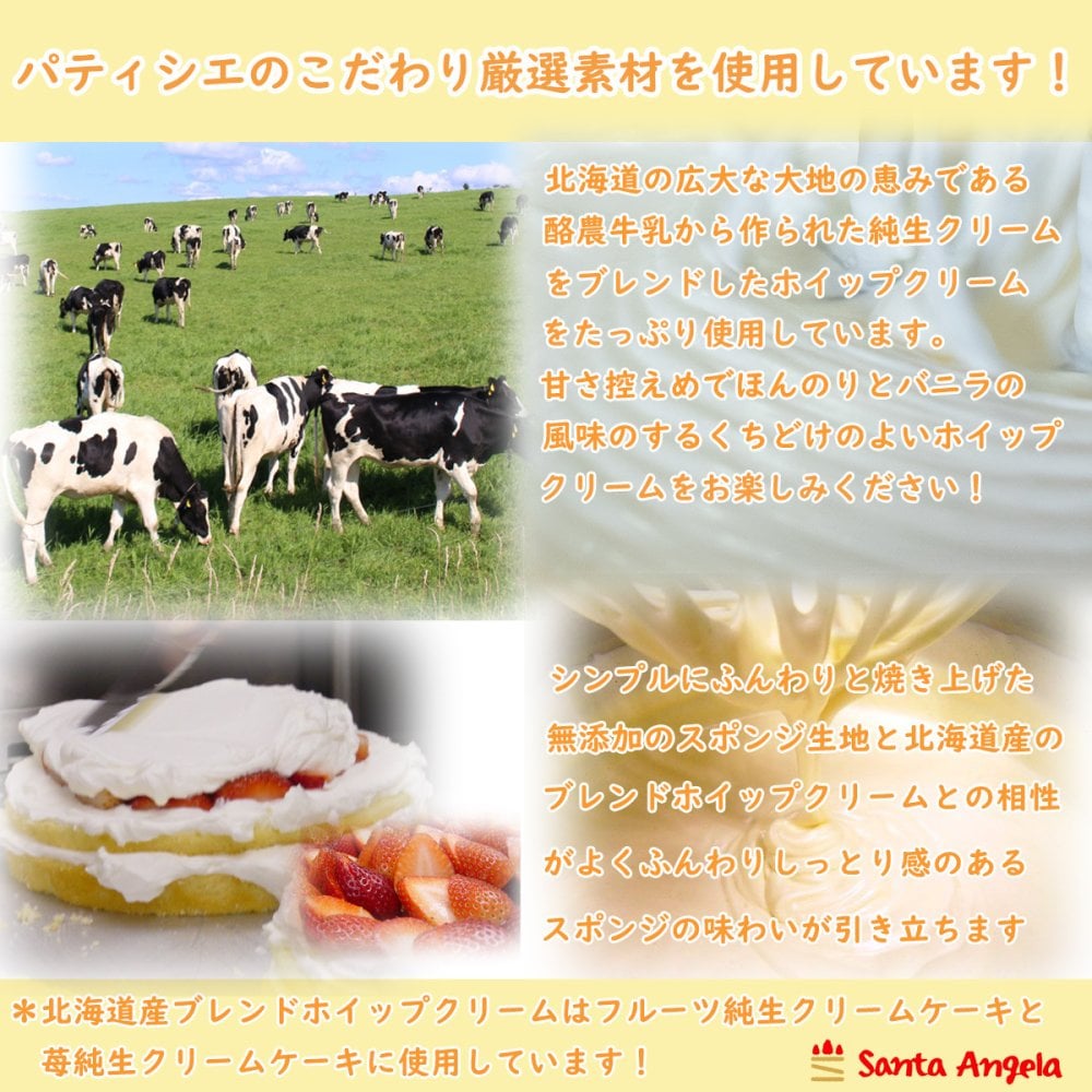 イチゴ生クリームクリスマスケーキ☆6号18cm(6～7人前)　2026 北海道十勝の生クリームをたっぷり使用!