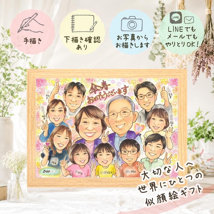 似顔絵 プレゼント 傘寿祝い ギフト 手描き 名入れ 贈り物 傘寿 誕生日 記念日 80歳 長寿祝い 大人数 お父さん お母さん 家族 両親 修正無料 名入れ 下書き確認 そっくり 喜ばれる 実績多数 かわいい 80歳 長寿 長寿祝い 思い出 色紙 披露宴 メモリアル ブライダルギフト 古希祝い 感謝 二次会 バレンタインデー メモリアルギフト 結婚祝い ウェディングギフト