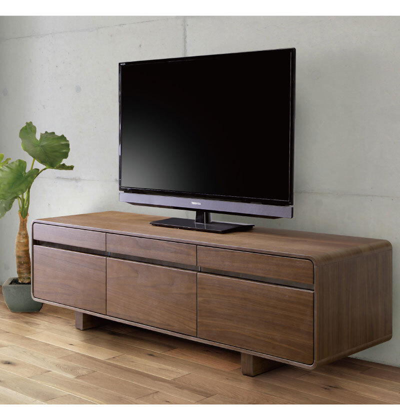 テレビ台 テレビボード 天然木 突き板 ウォールナット ホワイト オーク 150cm 木製 脚付き 無垢 お掃除ロボット 角丸 2色 オシャレ おしゃれ ローボード 収納 フルオープンレール 新生活