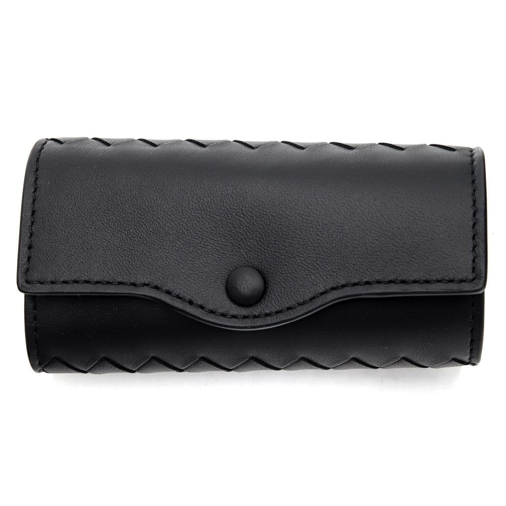 ボッテガヴェネタ キーケース 6連 BOTTEGA VENETA 284137 V3UN1 8803 イントレチャート ブラック 黒 メンズ レディース ラムレザー 羊革 キーフック5本 キーリング付き スナップボタン 鍵入れ ギフト