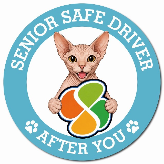 カーサイン 高齢者マーク SENIOR SAFE DRIVER スフィンクス マグネット 強力 直径13cm 肉球 日本製 車 ステッカー