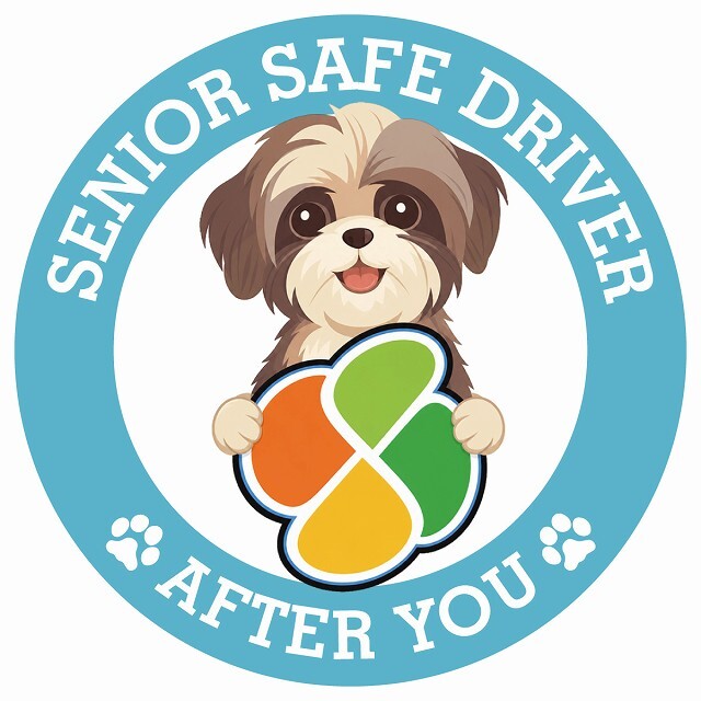 カーサイン 高齢者マーク SENIOR SAFE DRIVER シーズー ステッカー シール 直径13cm 肉球 日本製 車