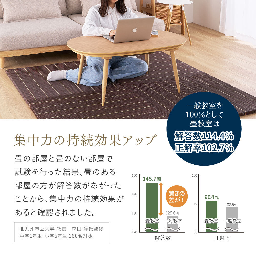 収納家具 ラック 【12枚組】 い草畳 82×82×2.5cm/枚 抗カビ 消臭 縁なし 滑り止め付き フローリングに置くだけ 取り外しOK 吸音 断熱 吸湿 ストライプ柄 和モダン 赤ちゃん リビング おしゃれ ブ ブラウン グリーン ナチュラル