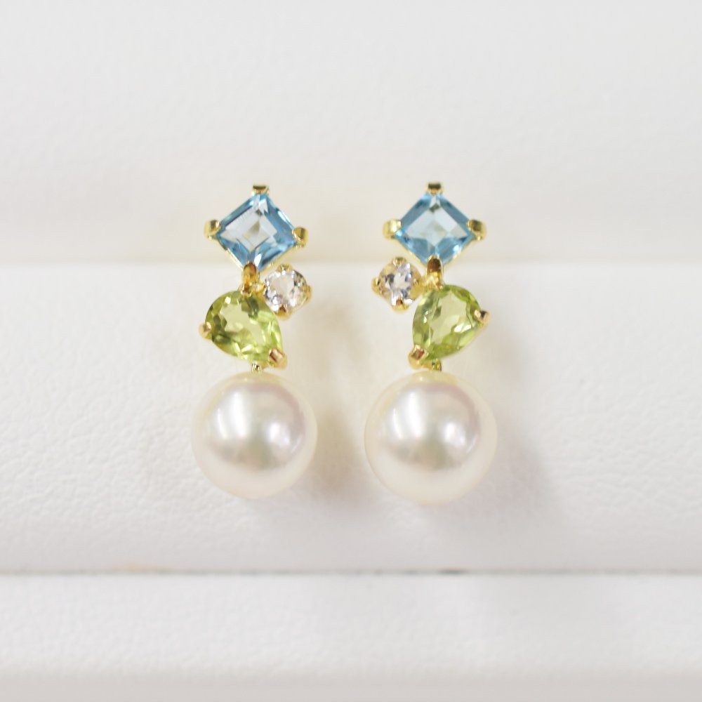 ［pearl306］ 5.5mm - 6mm ホワイトピンク 半貴石 ピアス あこや真珠 本真珠 天草 熊本 日本産