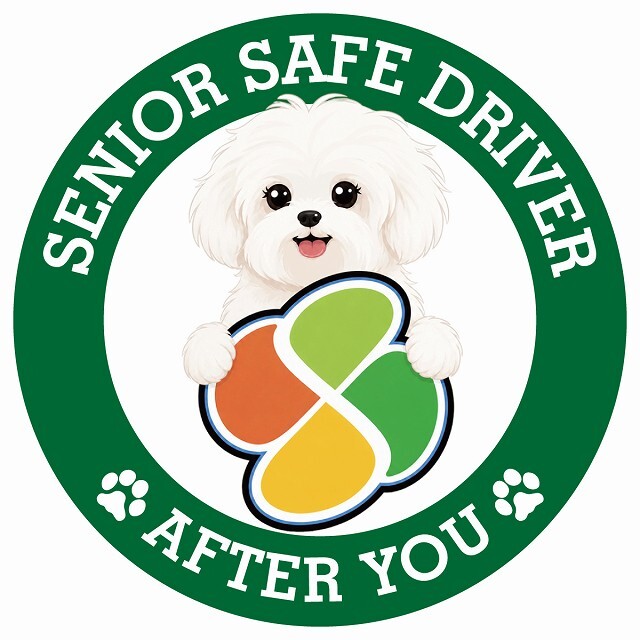 カーサイン 高齢者マーク SENIOR SAFE DRIVER マルチーズ ステッカー シール 直径13cm 肉球 日本製 車