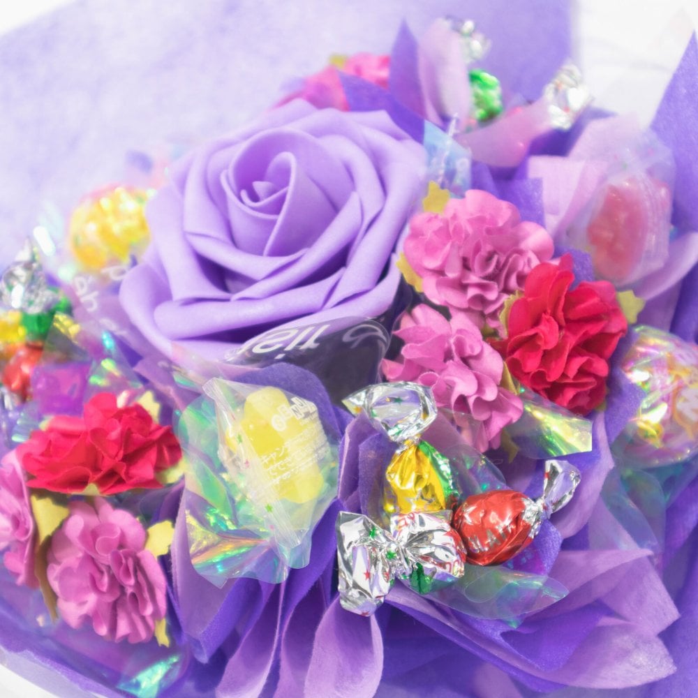 キャンディー フラワー ブーケ 花 造花 プレゼント 卒業 卒園 オレンジ むらさき ピンク 赤 水色 青 黄緑 黄色 誕生日 女性 祖母 友達 退職祝い 上司 還暦祝い 結婚記念日 母の日 両親 発表会 贈り物 送別会 歓迎会 送料無料 