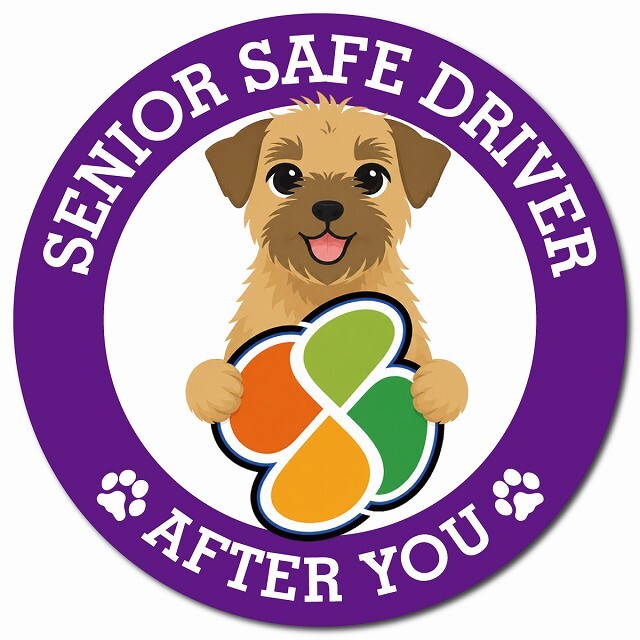 カーサイン 高齢者マーク SENIOR SAFE DRIVER ボーダーテリア マグネット 強力 直径13cm 肉球 日本製 車 ステッカー