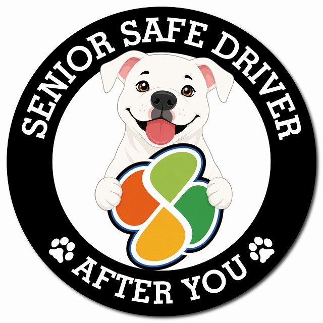 カーサイン 高齢者マーク SENIOR SAFE DRIVER ピットブル マグネット 強力 直径13cm 肉球 日本製 車 ステッカー