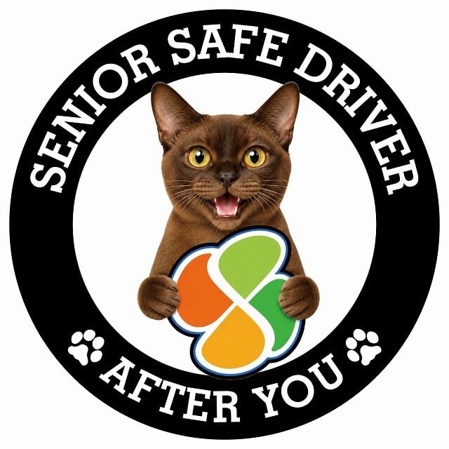 カーサイン 高齢者マーク SENIOR SAFE DRIVER バーミーズ ステッカー シール 直径13cm 肉球 日本製 車