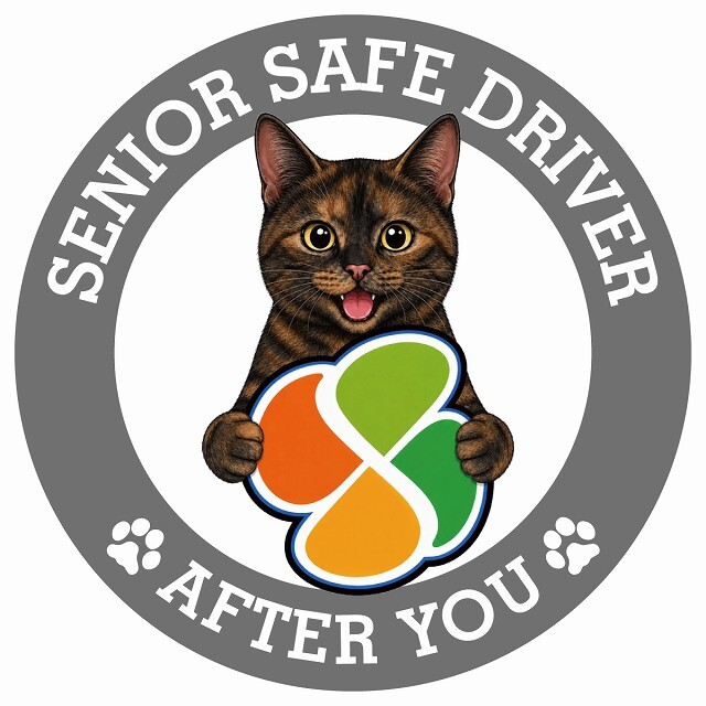 カーサイン 高齢者マーク SENIOR SAFE DRIVER サビ（べっ甲） ステッカー シール 直径13cm 肉球 日本製 車
