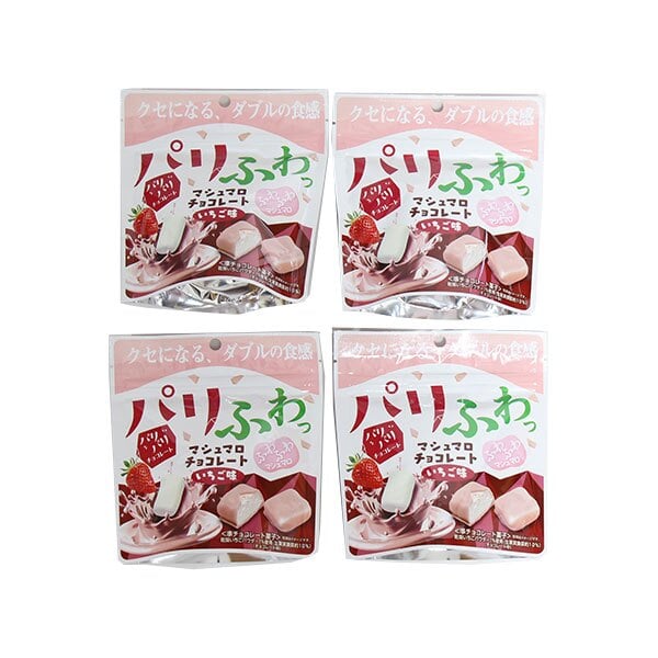 (全国送料無料)お菓子 詰め合わせ パリふわっマシュマロチョコレート いちご味【4個】メール便 (4901661107359sx4mz)【送料無料 詰め合わせ おやつ 小袋 個包装 お試し】