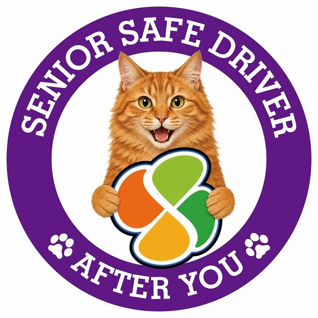 カーサイン 高齢者マーク SENIOR SAFE DRIVER アメリカンボブテイル ステッカー シール 直径13cm 肉球 日本製 車