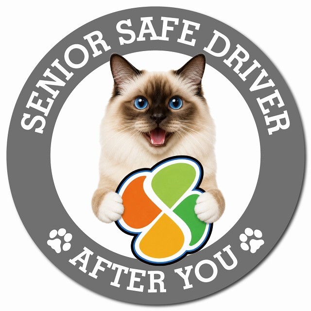 カーサイン 高齢者マーク SENIOR SAFE DRIVER バーマン マグネット 強力 直径13cm 肉球 日本製 車 ステッカー