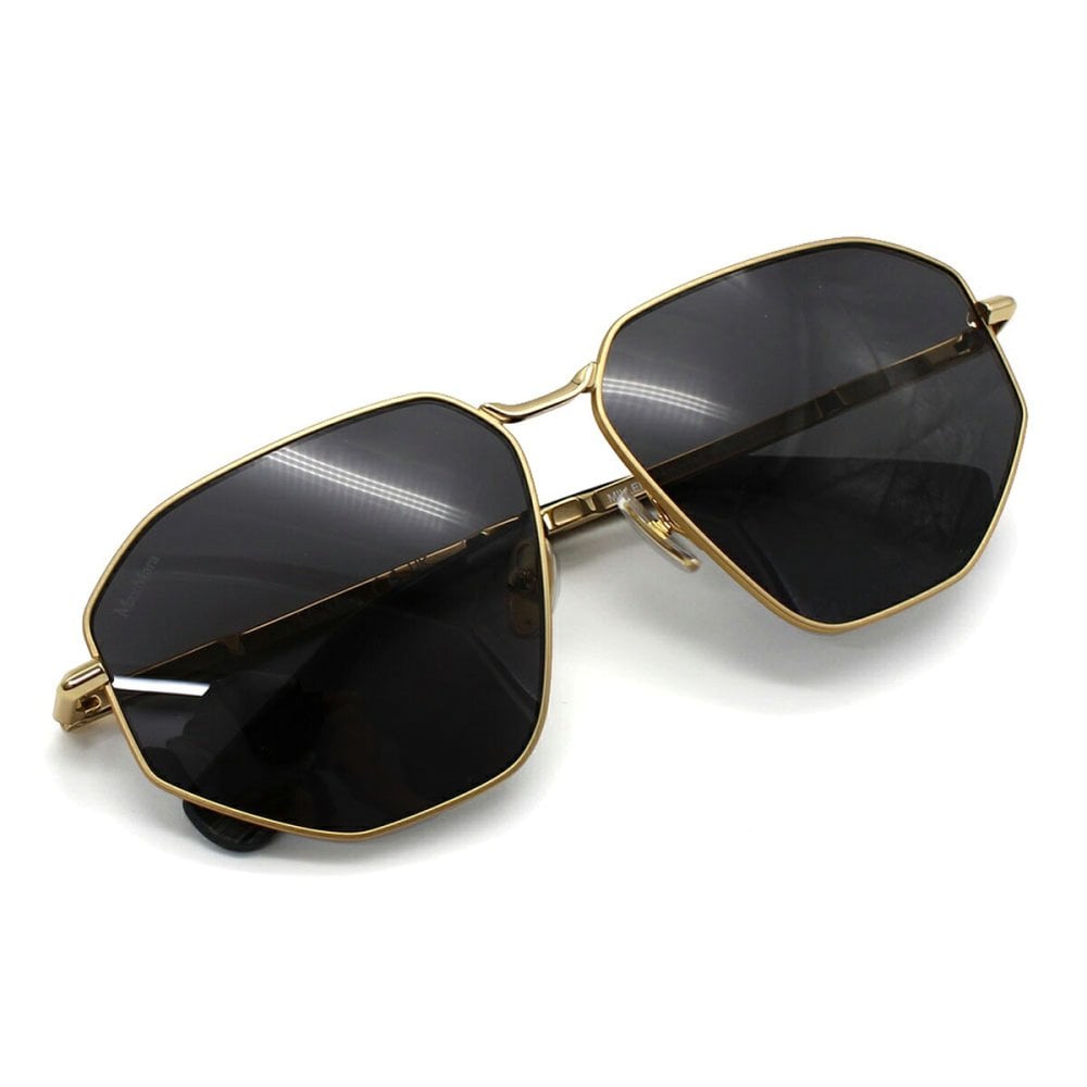 マックスマーラ Max Mara サングラス ノーズパッド UVカット アイウェア スクエア 多角形 ジオメトリック MM0143/S 30A 59 メンズ レディース ユニセックス ゴールド+ブラック 海外正規品