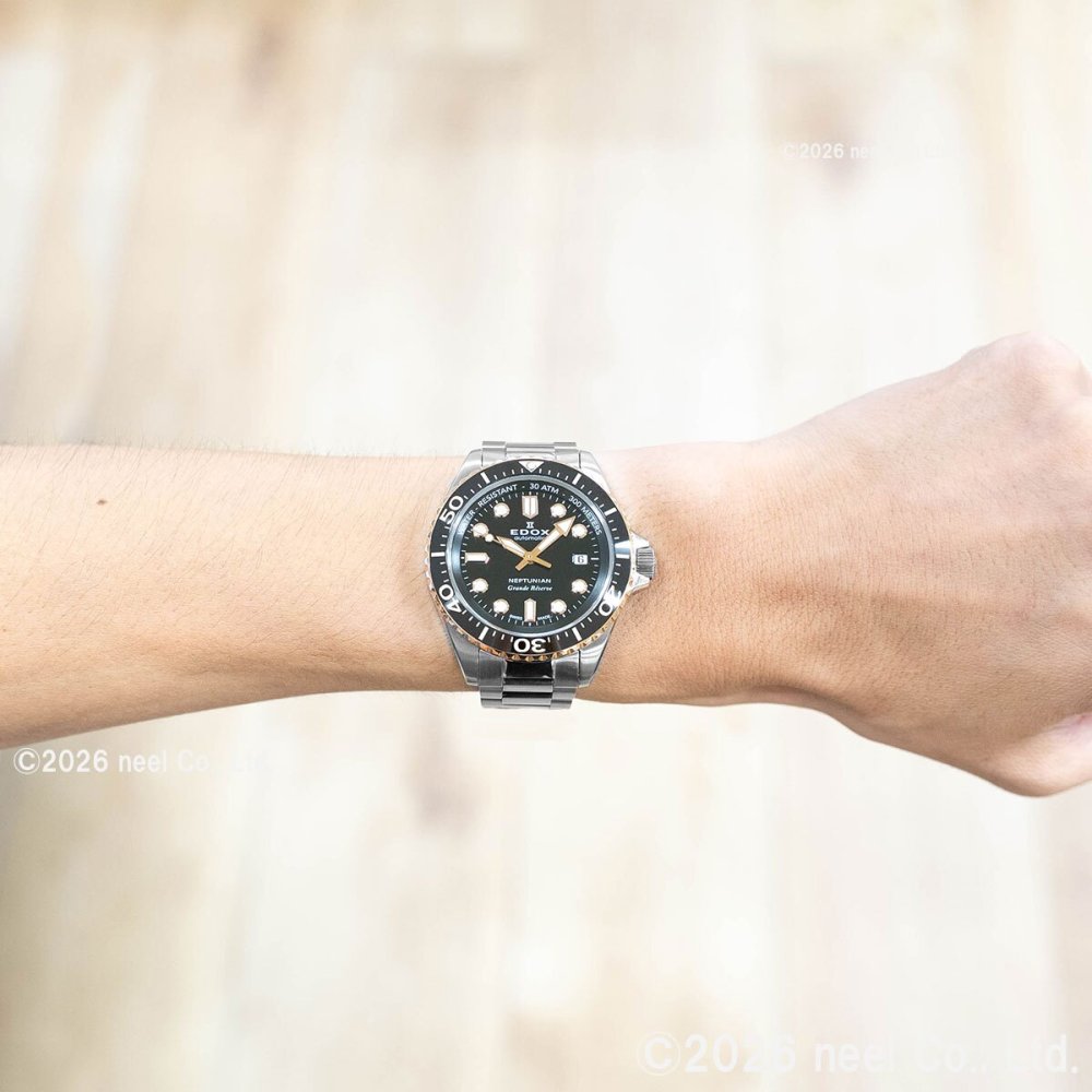エドックス EDOX ネプチュニアン グランデ リザーブ デイト オートマティック 腕時計 メンズ 自動巻き ダイバーズウォッチ 80801-3NRM-NIR NEPTUNIAN