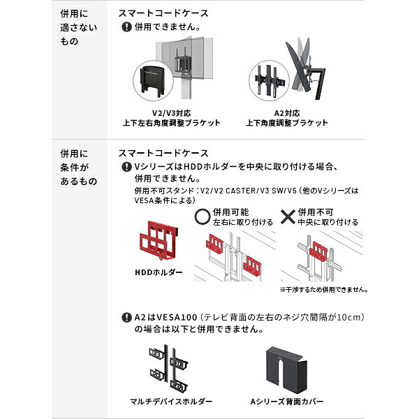 WALLインテリアテレビスタンド Vシリーズ/A2対応 スマート設置オプションセット -電源タップ-コードケース 追加オプション 部品 パーツ 配線整理 配線カバー ケーブルカバー 配線隠し モダン おしゃれ 電源コード WALLオプション