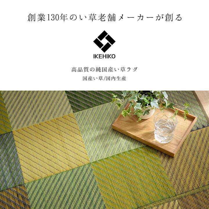 夏ラグ 夏用カーペット ラグ 純国産 国産 日本製 い草 抗菌防臭 自然素材 モダン 『DXカラフルブロック』 約191×191cm