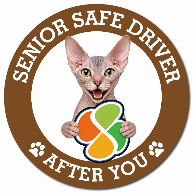 カーサイン 高齢者マーク SENIOR SAFE DRIVER ドンスコイ マグネット 強力 直径13cm 肉球 日本製 車 ステッカー