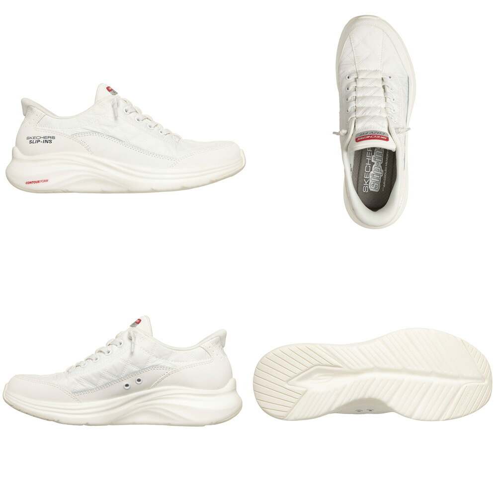 スケッチャーズ スニーカー レディース スリップインズ Slip-ins: Contour Foam - Cozy Fit スリップインズ コンツアーフォーム - コージーフィット ハンズフリー スリッポン 靴 ノーマル幅 白 黒 ホワイト ブラック 快適 SKECHERS 150404