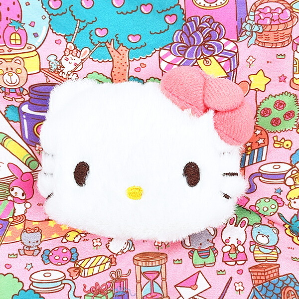 サンリオ ハローキティ ボアフェイス巾着 ラッピング柄 (ピンク) Sanrio