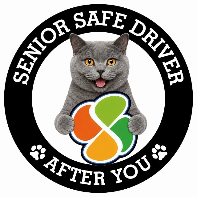 カーサイン 高齢者マーク SENIOR SAFE DRIVER シャルトリュー ステッカー シール 直径13cm 肉球 日本製 車