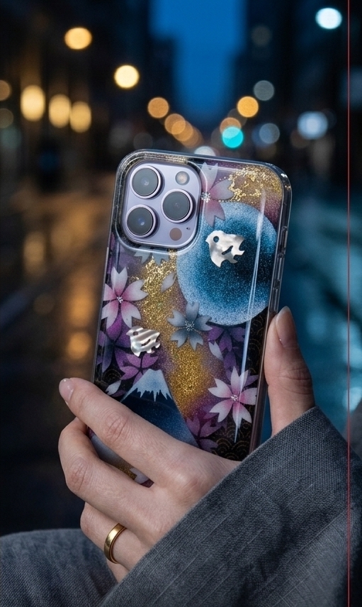 【全機種対応】職人の手作り！和柄スマホケース「露」名入れ 送料無料 和柄 和風 桜 職人 伝統工芸 ハンドメイド ハードケース 手帳型 iPhone 17 Xperia AQUOS Android 各機種対応