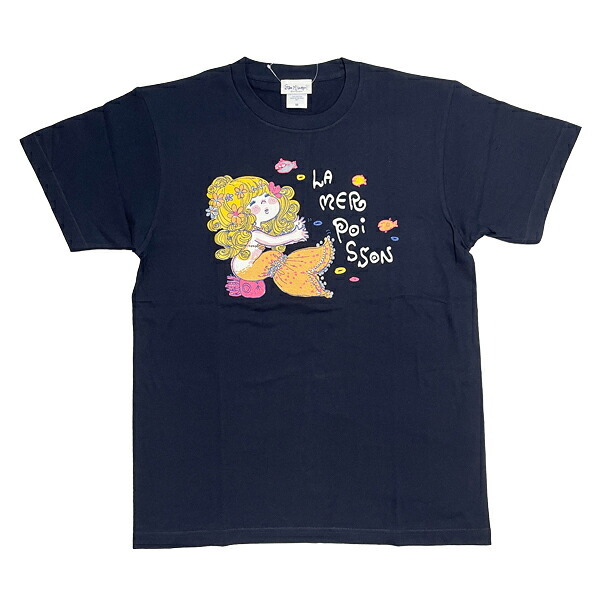水森亜土 カラーTシャツ(M) ニンギョ ネイビー アパレル 送料込み