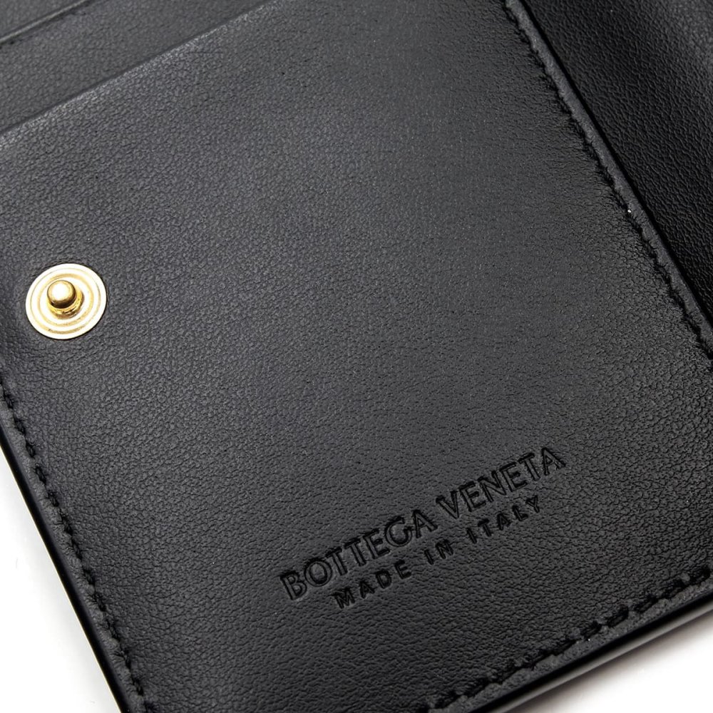 ボッテガヴェネタ BOTTEGA VENETA 二つ折り財布 レディース メンズ イントレチャート 本革 レザー ブラック 黒 ミニ財布 小銭入れ付き ファスナー コインケース 742330 V3UH2 8425