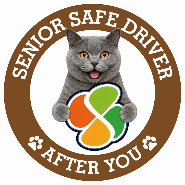 カーサイン 高齢者マーク SENIOR SAFE DRIVER シャルトリュー ステッカー シール 直径13cm 肉球 日本製 車