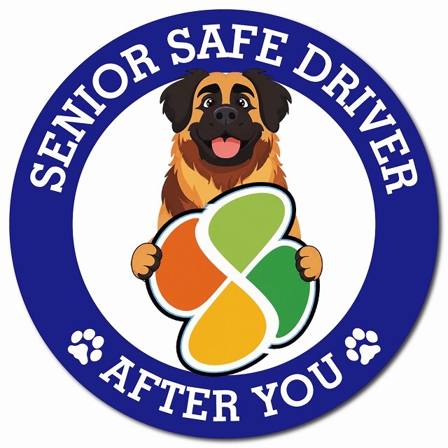 カーサイン 高齢者マーク SENIOR SAFE DRIVER レオンベルガー マグネット 強力 直径13cm 肉球 日本製 車 ステッカー