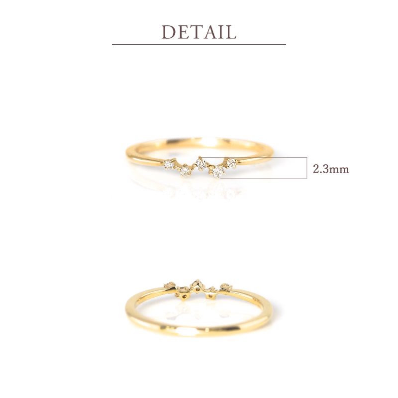 ダイヤモンド ピンキーリング 0.03ct カシオペア 星 指輪 ピンキー リング K10 K18 10K 18K 10金 18金 プラチナ 女性 レディース 誕生日 記念日 プレゼント ギフト 誕生日プレゼント 10代 20代 30代 40代 妻 彼女 スター ゴールド ホワイトゴールド ピンクゴールド イエローゴールド ダイヤ 重ね付け アクセサリー アレルギー対応 金属アレルギー クリスマス