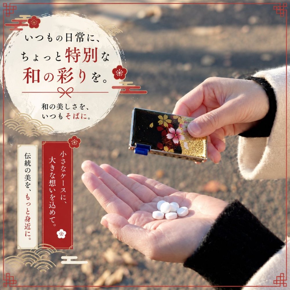 匠の技！和柄ペアMINTIAケース「可」ミンティア フリスク 名入れ 職人 手作り ハンドメイド 送料無料 伝統工芸 桜 和モダン 和風 和雑貨 ギフト プレゼント
