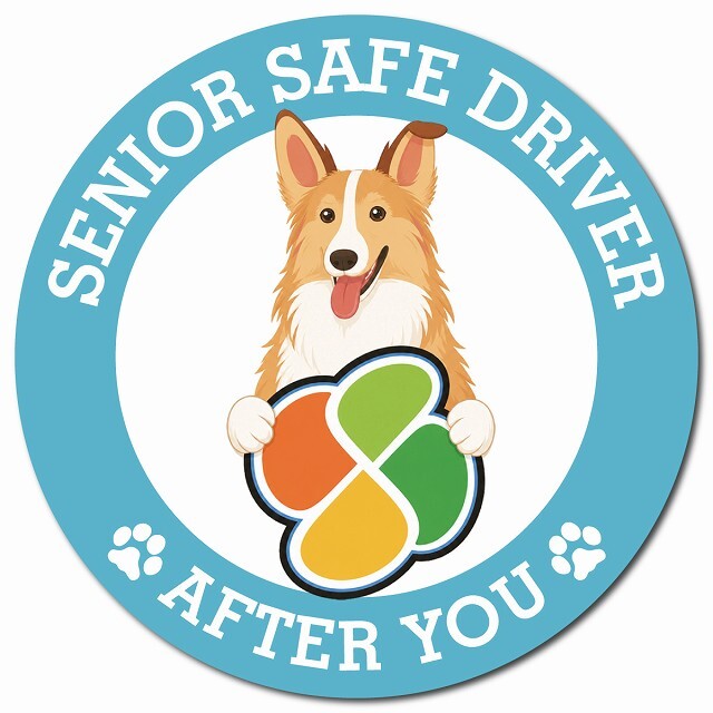 カーサイン 高齢者マーク SENIOR SAFE DRIVER スムースコリー マグネット 強力 直径13cm 肉球 日本製 車 ステッカー