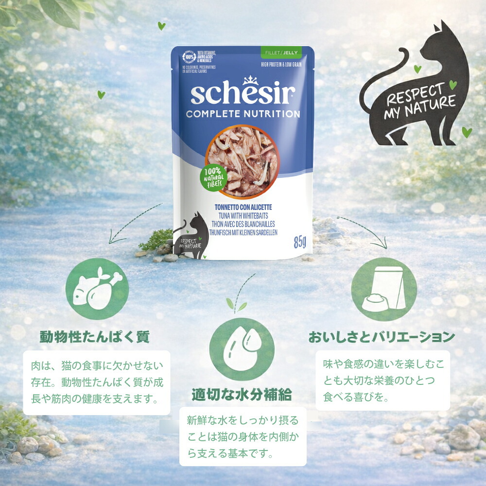 Schesir シシア パウチ ツナwithシラス キャットフード 85g×12個